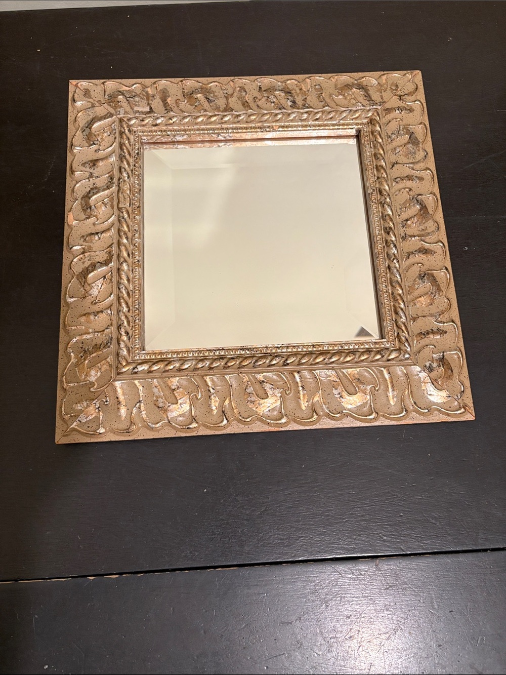Decorative Square Wall Mirror in Metallic Gold